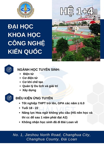 TUYỂN SINH -  ĐẠI HỌC KHOA HỌC CÔNG NGHỆ KIẾN QUỐC - HỆ 1+4